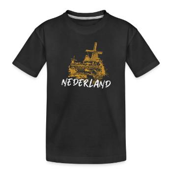 Illustration moulins à vent typiques aux Pays-Bas - T-shirt bio Premium Enfant - noir - Devant
