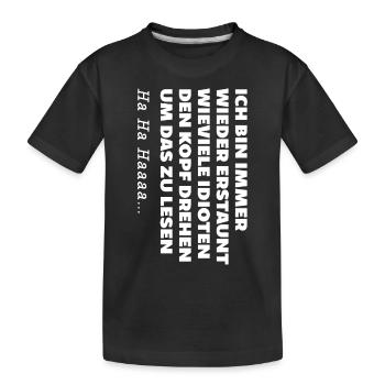 Turning head reading crazy funny saying gag - Kids' Premium Organic T-Shirt - black - Front