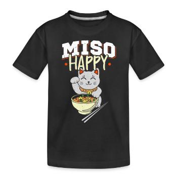 Miso Happy Japanese Japanese food Manekineko - Kids' Premium Organic T-Shirt - black - Front