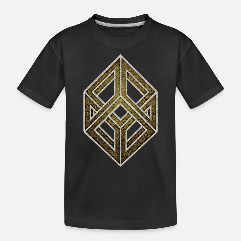 Optical illusion, cube, geometry, mathematics - Kids' Premium Organic T-Shirt - black