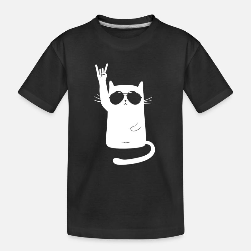Metal Katze - Kinder Premium Bio T-Shirt - Schwarz