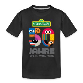 Sesame Street 50th Anniversary - Kids' Premium Organic T-Shirt - black - Front