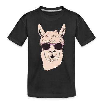 Lama avec des lunettes de soleil Drôle Pas de drame Lama - T-shirt bio Premium Enfant - noir - Devant