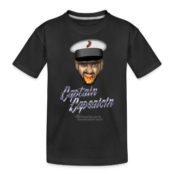 Chili Fan Design Captain Capsaicin - Kinder Premium Bio T-Shirt - Schwarz - Vorne