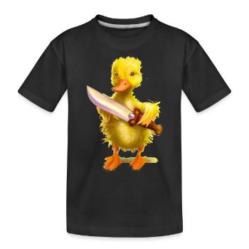 Drôle de bébé canard tenant un couteau - T-shirt bio Premium Enfant - noir - Devant