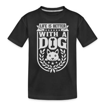 better with a dog - Kids' Premium Organic T-Shirt - black - Front