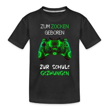 Zum zocken geboren, zur Schule gezwungen - Kinder Premium Bio T-Shirt - Schwarz - Vorne
