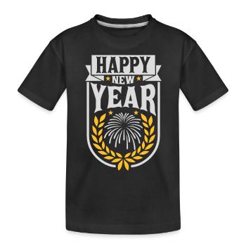 happy new year quote - Kids' Premium Organic T-Shirt - black - Front