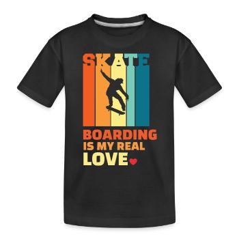 I love skateboarding - Kids' Premium Organic T-Shirt - black - Front