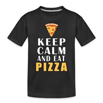 Restez calme et mangez de la pizza - T-shirt bio Premium Enfant - noir - Devant