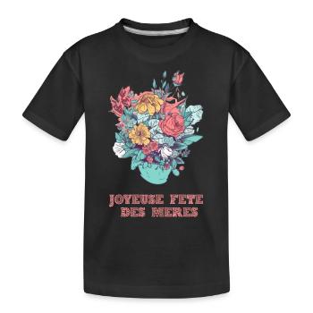 Joyeuse fête des mères - T-shirt bio Premium Enfant - noir - Devant