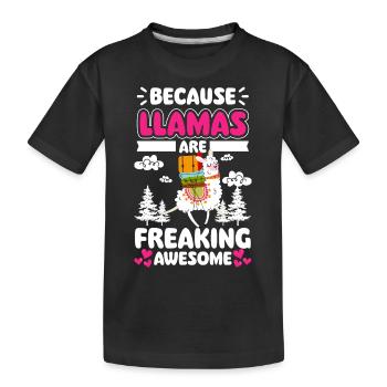 Lama Laine animale de ferme - T-shirt bio Premium Enfant - noir - Devant