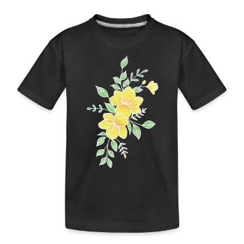 Orange-yellow flower - Kids' Premium Organic T-Shirt - black - Front