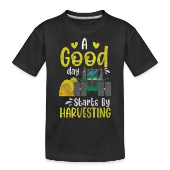 Ernte Feldarbeiter Acker - Kinder Premium Bio T-Shirt - Schwarz - Vorne