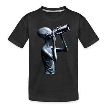 Der neugierige Alien - Kinder Premium Bio T-Shirt - Schwarz - Vorne