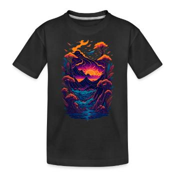 Fantastique illustration de paysage - T-shirt bio Premium Enfant - noir - Devant