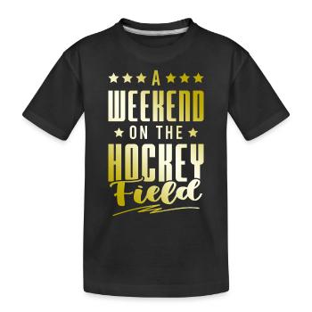 fieldhockey wochenende - Kinder Premium Bio T-Shirt - Schwarz - Vorne