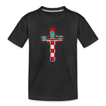 Kroatien Flagge Adria Zagreb Kroatische Fahne - Kinder Premium Bio T-Shirt - Schwarz - Vorne