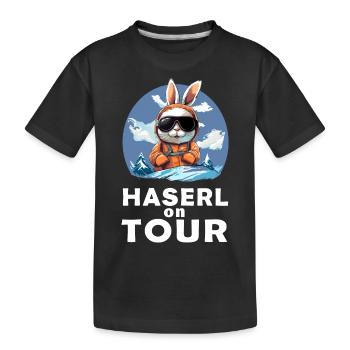 Skitour Hase Skitouren Haserl on tour - Kinder Premium Bio T-Shirt - Schwarz - Vorne