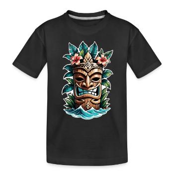 tiki beach - statue polynèsie - T-shirt bio Premium Enfant - noir - Devant