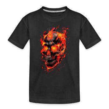 Crâne Flammes Crâne Feu Squelette Motard - T-shirt bio Premium Enfant - noir - Devant