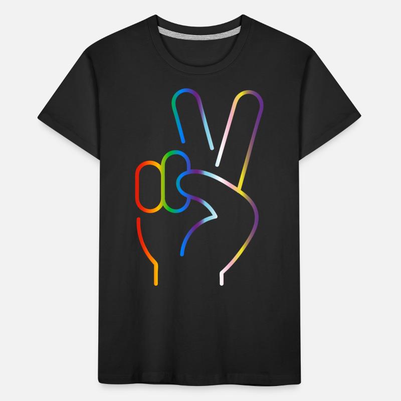 Signe de paix 2 doigts progrès fierté drapeau couleurs T-shirt bio Premium Enfant