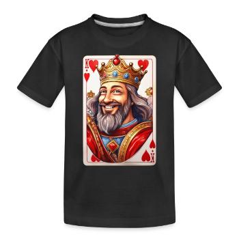 Herz König Spielkarte - Kinder Premium Bio T-Shirt - Schwarz - Vorne