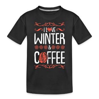 I Love Winter and Coffee - Kids' Premium Organic T-Shirt - black - Front