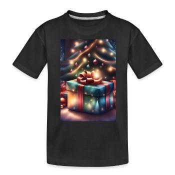 Coffret cadeau festif sous un sapin de Noël - T-shirt bio Premium Enfant - noir - Devant