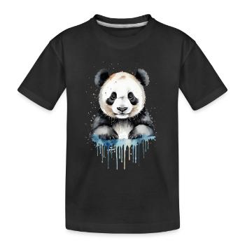 Verspieltes Panda Aquarell - Kinder Premium Bio T-Shirt - Schwarz - Vorne