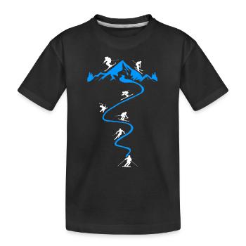 Ski Skifahrer Skifahren Berge Schnee Kurven - Kinder Premium Bio T-Shirt - Schwarz - Vorne