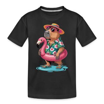 Capybara in den Sommerferien - Kinder Premium Bio T-Shirt - Schwarz - Vorne