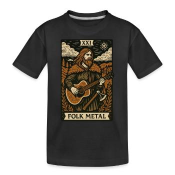 Folk Metal Tarot Card – Nordic Axe & Acoustic Fury - Kids' Premium Organic T-Shirt - black - Front