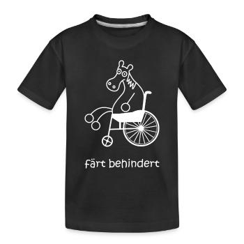 färt behindert, Pferd im Rollstuhl, Lähmung, Pferd - Kinder Premium Bio T-Shirt - Schwarz - Vorne