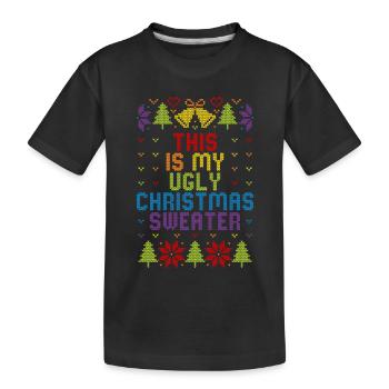 Ugly Christmas Sweater Rainbow - Kids' Premium Organic T-Shirt - black - Front