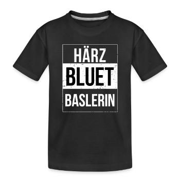 Härzbluetbaslerin aus Basel - Kinder Premium Bio T-Shirt - Schwarz - Vorne