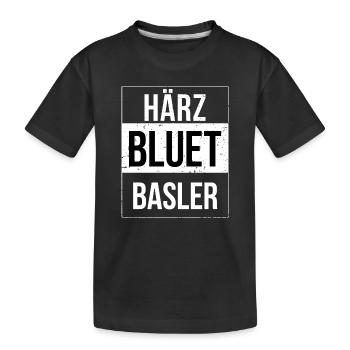 Härzbluetbasler aus Basel - Kinder Premium Bio T-Shirt - Schwarz - Vorne