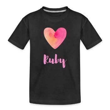 T-shirt Prénom féminin féminin au cœur rose rubis - T-shirt bio Premium Enfant - noir - Devant