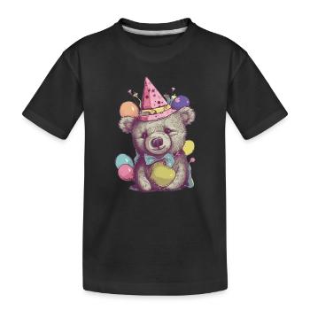 Party-Bär - Kinder Premium Bio T-Shirt - Schwarz - Vorne