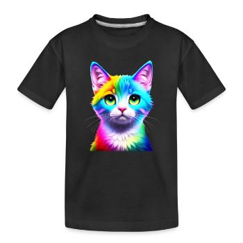 Chat arc-en-ciel - T-shirt bio Premium Enfant - noir - Devant