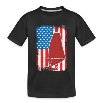 USA Patriotic Windsurfer - Kids' Premium Organic T-Shirt - black - Front