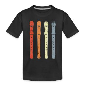 Vintage Flöte Skizze - Kinder Premium Bio T-Shirt - Schwarz - Vorne