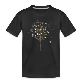 Moderne feine Baumgrafik - Kinder Premium Bio T-Shirt - Schwarz - Vorne