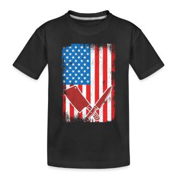 US Flagge Schlachter - Kinder Premium Bio T-Shirt - Schwarz - Vorne