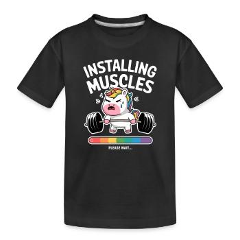 Installation de Muscles Licorne - T-shirt bio Premium Enfant - noir - Devant