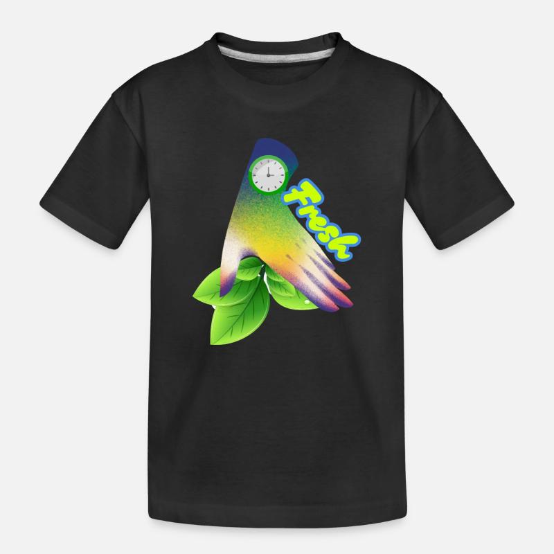 Design der frischen Gradient-Blattuhr - Kinder Premium Bio T-Shirt - Schwarz