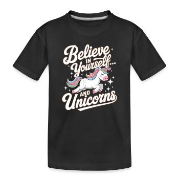 Inspirierendes Einhorn- und Selbstbewusstsein-Design - Kinder Premium Bio T-Shirt - Schwarz - Vorne