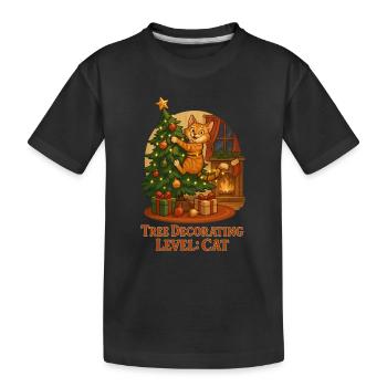 Le chat décore le sapin de Noël - T-shirt bio Premium Enfant - noir - Devant