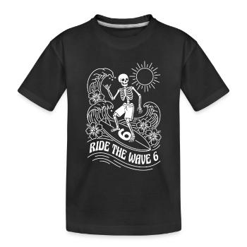 Ride The Wave 6 Skelett Surfer - Kinder Premium Bio T-Shirt - Schwarz - Vorne