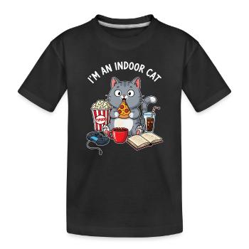 Chat d’intérieur - Drôle de gamer de chats et design de pizza - T-shirt bio Premium Enfant - noir - Devant
